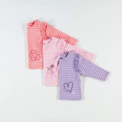 T-shirt Mauve à Rayures, Bébé 5 T-shirt Mauve à Rayures, Bébé -Souris Mini Boutique Miniclassique bb fille 3