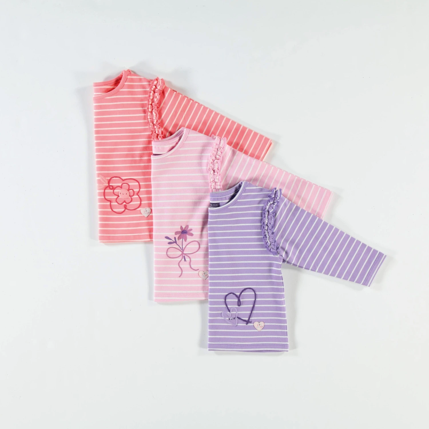 T-shirt Mauve à Rayures, Bébé 3 T-shirt Mauve à Rayures, Bébé – Image 3