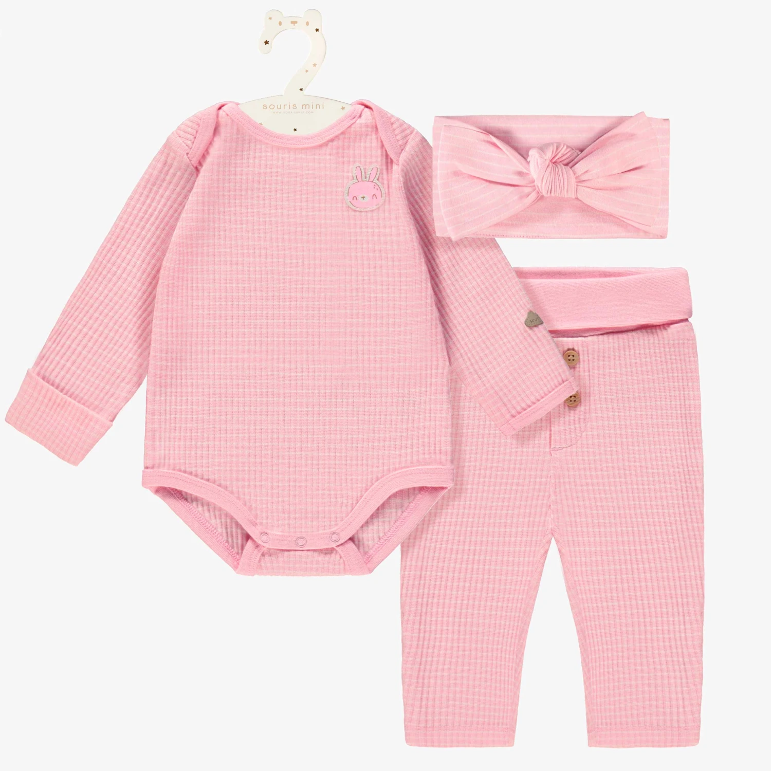 L’ensemble Cache-couche, Pantalon Et Bandeau Rose, Naissance 1 L’ensemble Cache-couche, Pantalon Et Bandeau Rose, Naissance