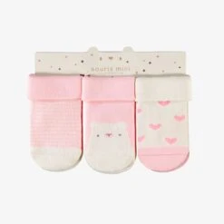 Trio De Chaussettes Crème Et Rose, Naissance