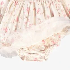 L’ensemble Robe Et Bandeau Crème Avec Motifs, Naissance 13 L’ensemble Robe Et Bandeau Crème Avec Motifs, Naissance -Souris Mini Boutique N00L4008L Detail