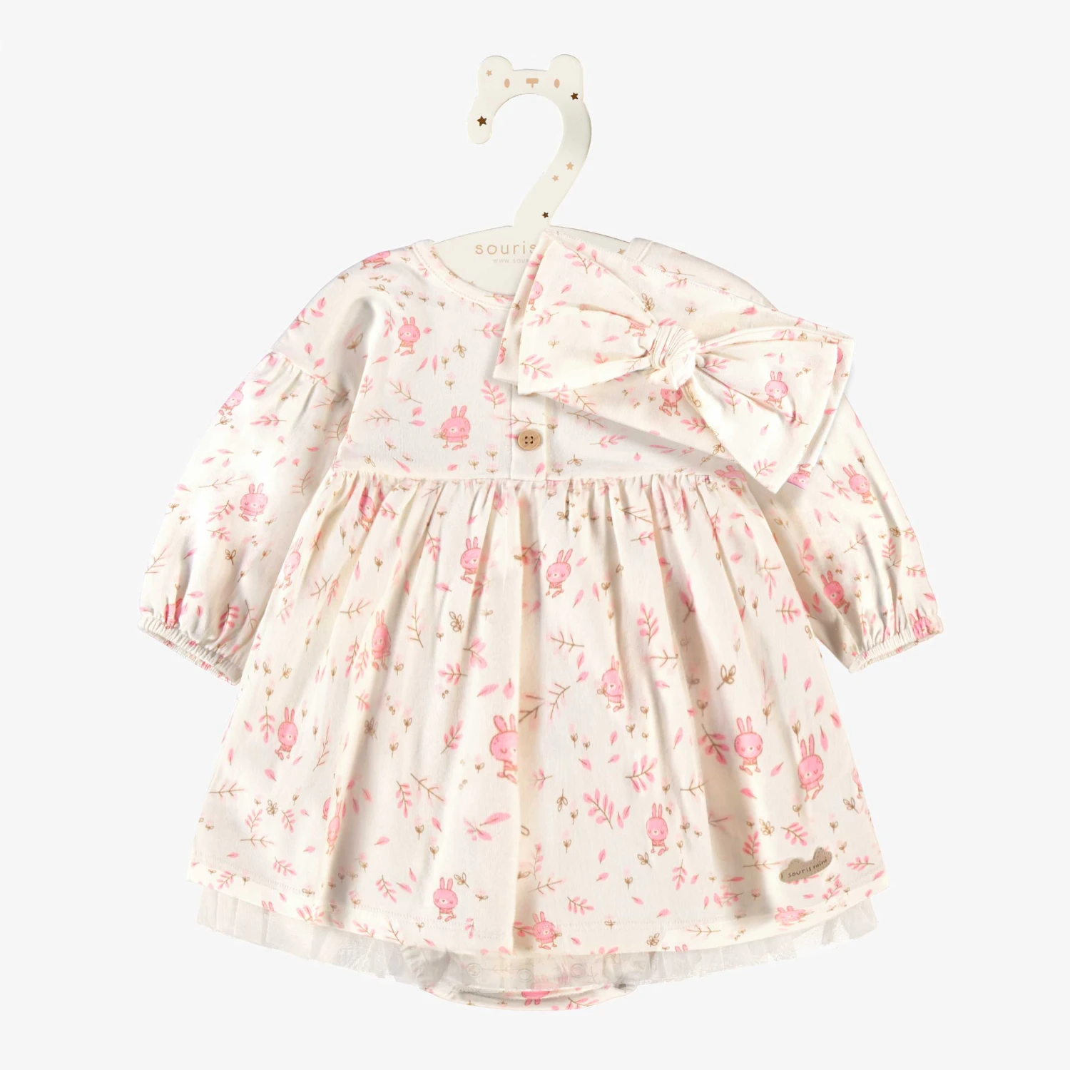 L’ensemble Robe Et Bandeau Crème Avec Motifs, Naissance 1 L’ensemble Robe Et Bandeau Crème Avec Motifs, Naissance