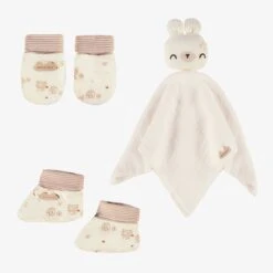 L’ensemble Doudou, Mitaines Et Pantoufles Crème, Naissance