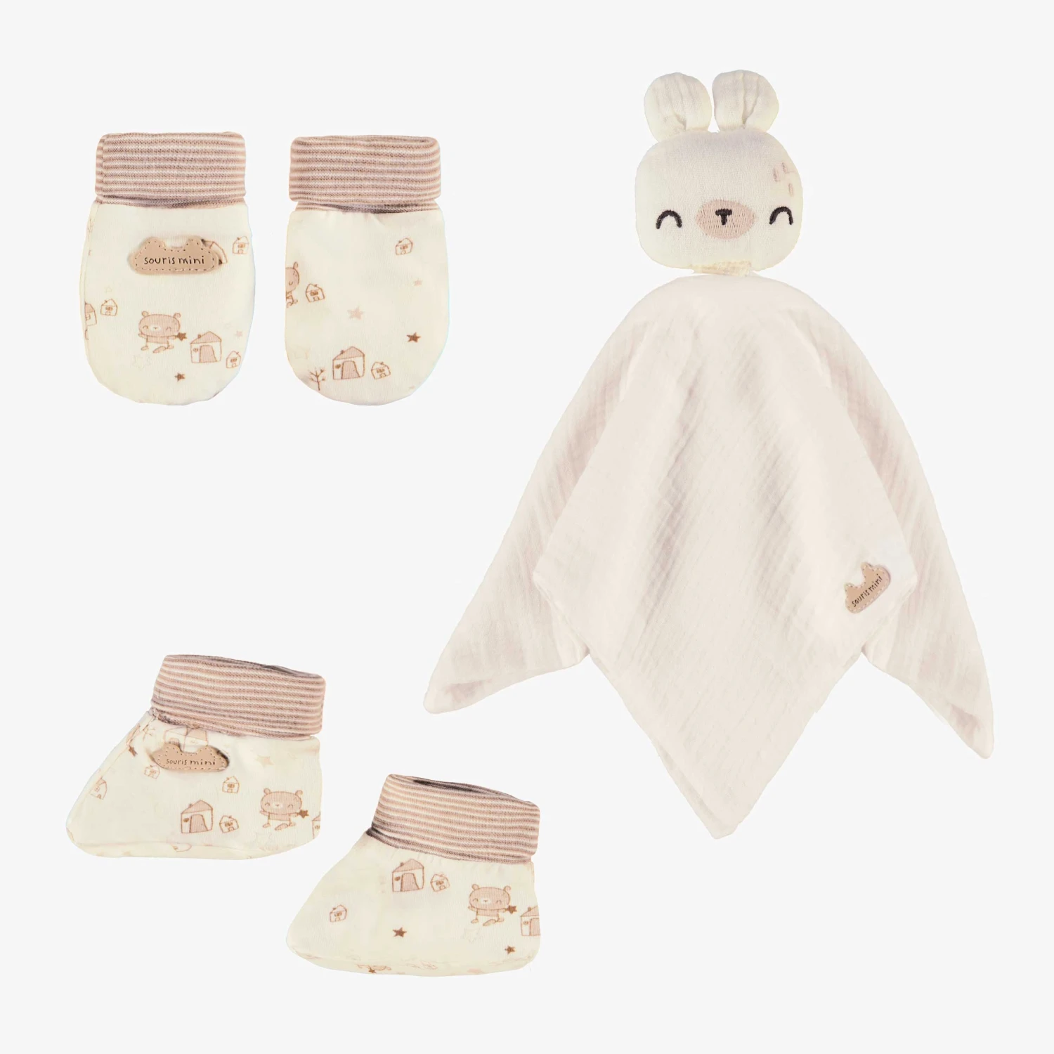 L’ensemble Doudou, Mitaines Et Pantoufles Crème, Naissance 1 L’ensemble Doudou, Mitaines Et Pantoufles Crème, Naissance