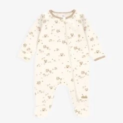L’ensemble Pyjama, Bavoir Et Chapeau Crème Et Beige, Naissance -Souris Mini Boutique N00L4102L 98 Pyjama