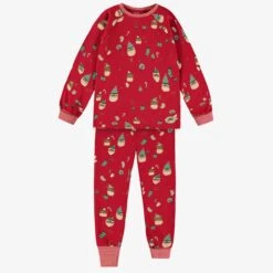 Pyjama Deux Pièces Rouge à Motifs Des Fêtes, Enfant