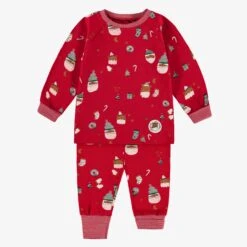 Pyjama Deux Pièces Rouge à Motifs Festifs, Bébé