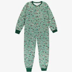 Pyjama Une Pièce Vert à Motifs Des Fêtes, Adulte