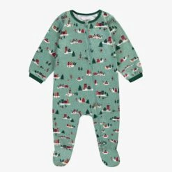 Pyjama Une Pièce Vert à Motifs Des Fêtes, Bébé