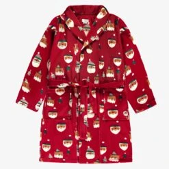 Robe De Chambre Rouge En Peluche Avec Motifs Des Fêtes, Adulte
