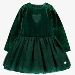 Robe Verte En Velours Et Paillettes, Enfant