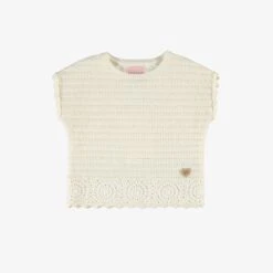 T-shirt Crème En Tricot à Détails De Fleurs, Bébé