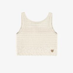 Camisole Crème En Tricot Crocheté, Enfant