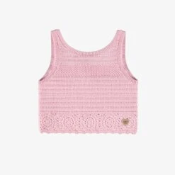 Camisole Rose Pâle En Maille Crochetée, Enfant