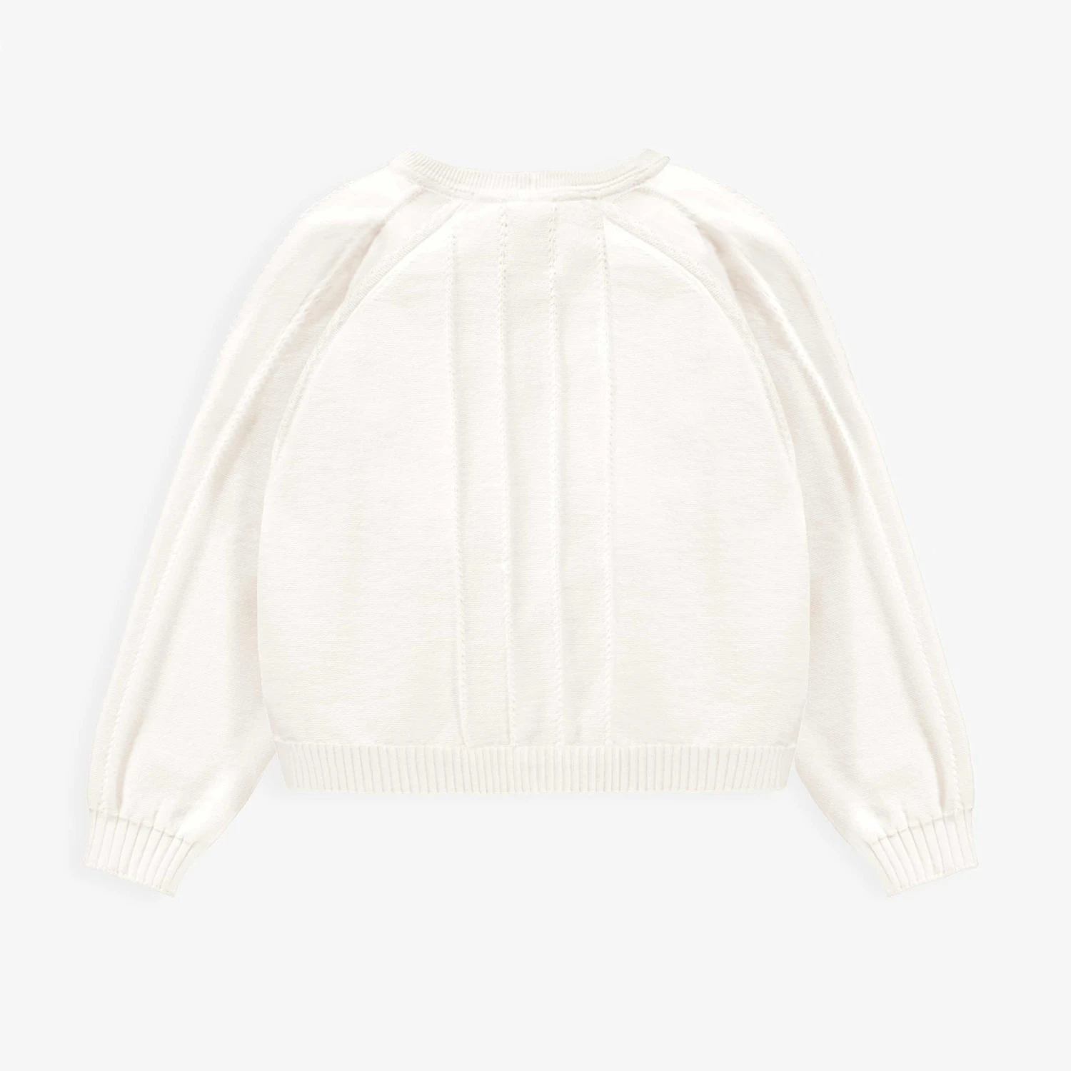 Cardigan Blanc En Tricot Avec Détails Ajourés Et Fleurs Crochetées, Enfant 5 Cardigan Blanc En Tricot Avec Détails Ajourés Et Fleurs Crochetées, Enfant – Image 5