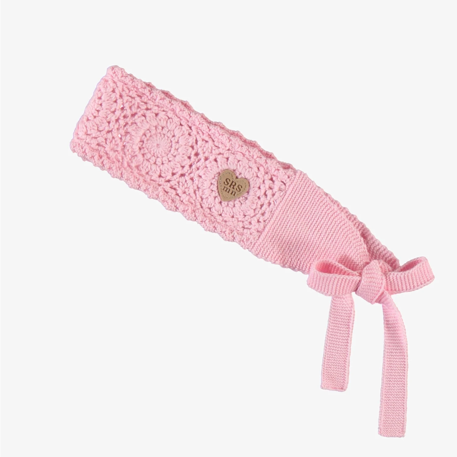 Bandeau Rose En Tricot Crocheté Avec Motifs De Fleurs, Enfant 2 Bandeau Rose En Tricot Crocheté Avec Motifs De Fleurs, Enfant – Image 2