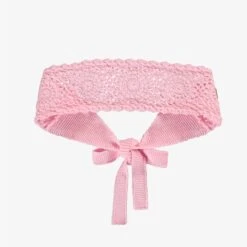 Bandeau Rose En Tricot Crocheté Avec Motifs De Fleurs, Enfant
