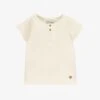 T-shirt Crème En Tricot Côtelé Irrégulier, Enfant