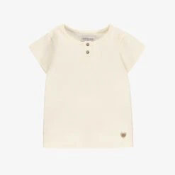 T-shirt Crème En Tricot Côtelé Irrégulier, Enfant
