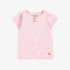 T-shirt Rose Pâle En Tricot Côtelé Irrégulier, Enfant