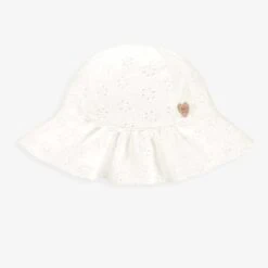 Chapeau Blanc En Broderie Anglaise, Enfant