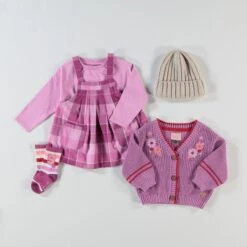 Robe Chasuble Mauve à Carreaux, Bébé -Souris Mini Boutique SHOP THE LOOK College Bebe 1