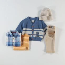 Cardigan Bleu En Tricot Avec Rayures, Bébé -Souris Mini Boutique SHOP THE LOOK College Bebe 6