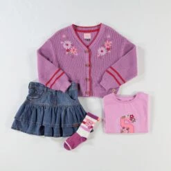 Cardigan Mauve En Tricot, Enfant -Souris Mini Boutique SHOP THE LOOK College Enfant 7