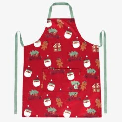 Tablier Rouge à Motifs Des Fêtes, Adulte
