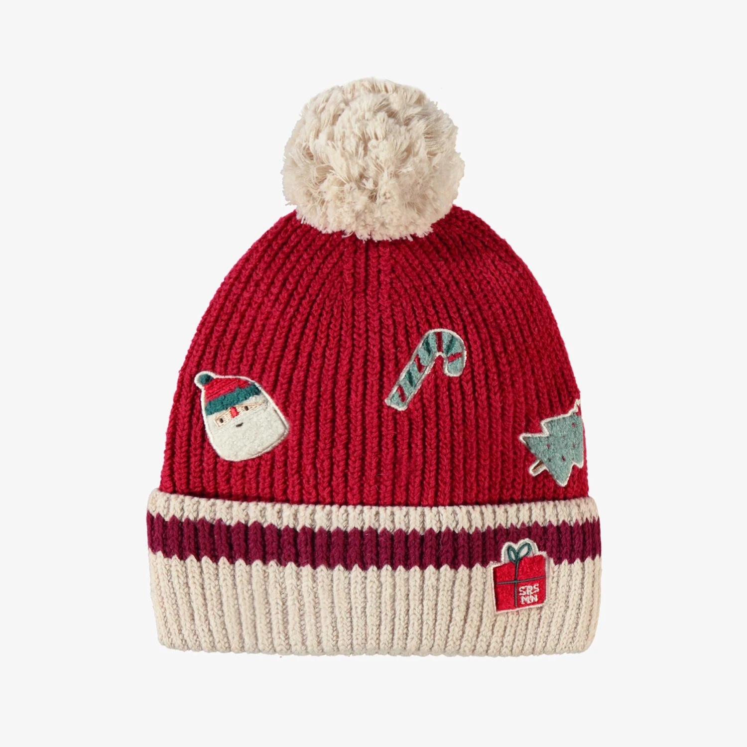 Tuque Rouge En Tricot Avec Motifs Des Fêtes, Enfant 1 Tuque Rouge En Tricot Avec Motifs Des Fêtes, Enfant