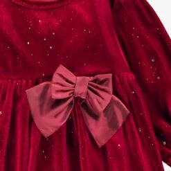 Robe Rouge En Velours Scintillant, Bébé -Souris Mini Boutique Zoom Robe rouge en velours scintillant bebe jpeg