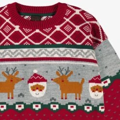 Chandail Rouge En Tricot à Motifs Festifs, Adulte -Souris Mini Boutique Zoom chandail rouge tricot motifs festifs adulte jpeg