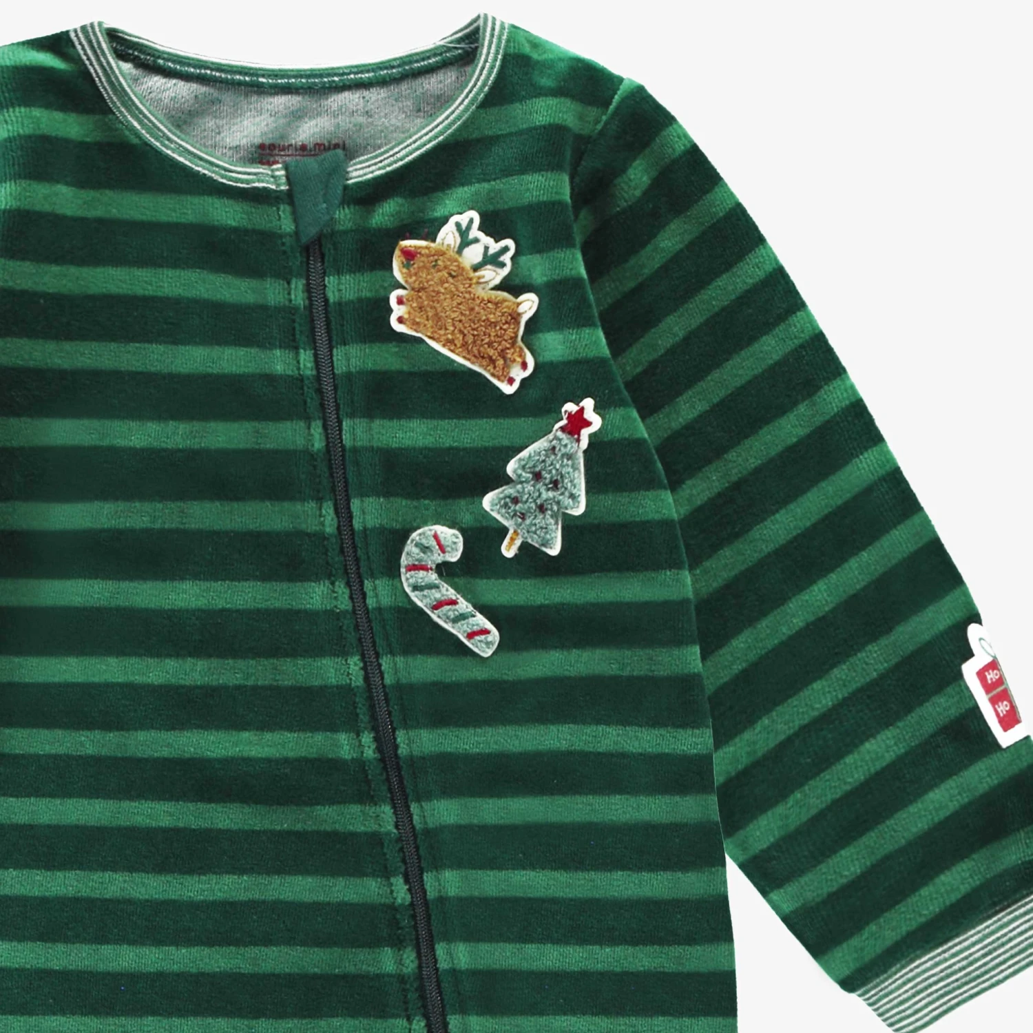Pyjama Une Pièce En Velours Vert à Rayures, Bébé 6 Pyjama Une Pièce En Velours Vert à Rayures, Bébé – Image 6