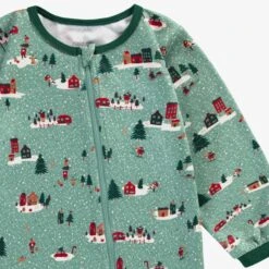 Pyjama Une Pièce Vert à Motifs Des Fêtes, Bébé -Souris Mini Boutique Zoom motifs Pyjama une piece vert a motifs des Fetes bebe jpeg