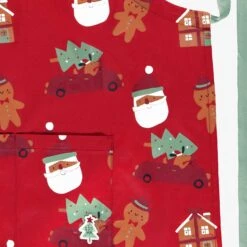 Tablier Rouge à Motifs Des Fêtes, Adulte -Souris Mini Boutique Zoom tablier rouge motifs des Fetes adulte 0989011a jpe