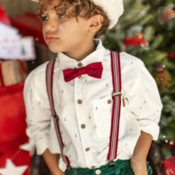 Chemise Blanche à Motifs De Sapins, Enfant -Souris Mini Boutique chemise blanche sapins garcon noel look festif souris mini jpg 1