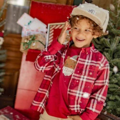 Chemise Rouge à Carreaux, Enfant -Souris Mini Boutique ensemble garcon noel chemise carreaux rouge tshirt illustration festive jpg 1