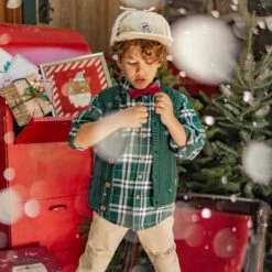 Jean Beige Coupe Régulière, Enfant -Souris Mini Boutique look garcon noel chemise carreaux verte debardeur tricot noeud papillon jpg 2