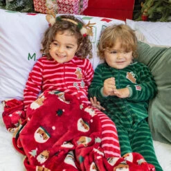 Pyjama Une Pièce En Velours Vert à Rayures, Bébé 8 Pyjama Une Pièce En Velours Vert à Rayures, Bébé -Souris Mini Boutique pyjamas noel enfants rayures rouge vert hiver festif jpg