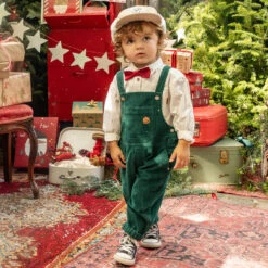 Chemise Blanche à Motifs De Sapins, Bébé -Souris Mini Boutique salopette velours verte enfant noeud papillon rouge noel souris mini jpg